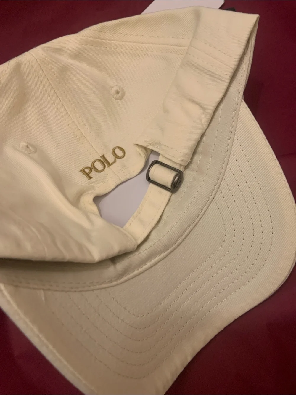 Ralph Lauren Cream Baseball Cap with Gold Pony Embroidery
